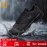 361°运动鞋男鞋春夏季新品透气网面跑鞋黑色通勤轻质慢跑步鞋新年礼物 曜石黑/烟灰【皮革面防泼水】 44