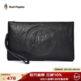 暇步士（Hush Puppies）手包男士休闲经典狗狗标志商务出差真皮大容量手拿包新年礼物
