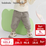 巴拉巴拉婴儿羽绒裤宝宝高腰护肚长裤男女童冬装2025新款保暖时尚束脚裤 茶灰小兔-灰鸭绒 110 cm-充绒量33g