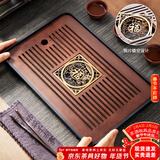 忆壶茶（YIHUTEA）茶盘托盘家用茶台带排水小型沥水储水实木功夫托盘泡茶具竹茶托 福字茶盘-大号36.8*23.5*3.6cm
