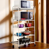 十拓落地置物架移动储物架收纳架厨房储物餐车推车多层架子整理架落地 豪华升级加厚加粗不锈钢五层宽35长60高125