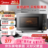 美的（Midea）家用变频微波炉平板式易清洁 800W微波速热 一键智能菜单 钻石背板 微晶面板加热20L（PM20M2）