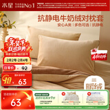 水星家纺枕套牛奶绒抗静电秋冬加厚A类加绒枕芯保护套一对装48x74cm