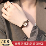 聚利时（Julius） 手表女学生防水复古简约小表盘女表高中初中女生皮带女士石英表 小方糖【前任3＆于文文同款】