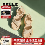 百丽（Belle）满钻条带繁星休闲凉鞋女商场款厚底凉鞋A9S2DBL4 杏色 39 (245mm)