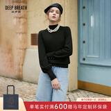 深呼吸女装烟管领金属扣泡泡袖可机洗100%纯羊毛针织衫女A301328 黑 L (4)