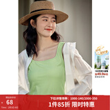 茵曼（INMAN）多色无袖显瘦吊带背心T恤2026夏季简约休闲百搭圆领上衣 草绿色 S