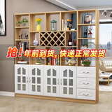 臻酷 隔断柜 酒柜客厅一体靠墙玄关柜现代简约欧式门厅间厅柜家用屏风 白色+浅胡桃色 玻璃门款 四门三抽200*200*30cm 包安装