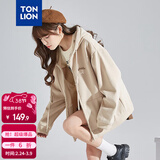 唐狮（TonLion）2025针织外套女休闲卫衣开衫连帽上衣 无绒款浅卡其/二批 L