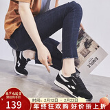 ZHR休闲鞋女精选牛皮舒适百搭女鞋 经典INS潮拼色运动鞋女 韩版时尚轻便透气鞋子女 AK60 黑色 36