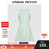 UR2025春季新款女摩登气质褶皱收腰显瘦无袖连衣裙UYY750030 浅薄绿 XS