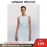 UR春季新款女摩登气质褶皱收腰显瘦无袖连衣裙UYY750030 淡蓝 XS