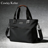 COWLEY KELLER男士公文包商务电脑包手提包大容量通勤防泼水牛津布律师包斜挎包 黑色（16英寸电脑） 41*8*28cm