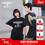 BOY LONDON【金翼锁链】夏季短袖情侣款翅膀烫金潮牌凉感T恤N01918 黑印金N01918 经典升级 M