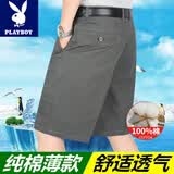 花花公子（PLAYBOY）中老年男士夏季薄款西装短裤爸爸宽松深裆高腰纯棉大码父亲节礼物 311深灰色（一条装） 32