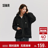 森马（Semir）森马外套女仿羊羔毛摇粒绒双面穿连帽重磅夹克24新款109724108002