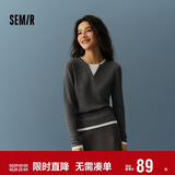 森马（Semir）森马毛衣女短款假两件含羊毛针织衫24冬新款保暖内搭109724107015
