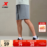 特步短裤男五分裤夏装新款宽松运动裤透气速干裤跑步健身男裤子 珍珠灰-0207 XL