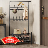 安尔雅衣帽架鞋架落地金属挂衣架现代简约铁艺衣服架子家用置物架 65黑