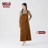MUJI女式 木棉混 灯芯绒 背带裙宽松直筒中长款连衣裙 美拉德BE12CC3A 深棕色 M