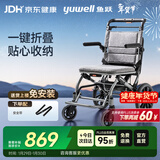 鱼跃(yuwell)手动轮椅车H083折叠老人轻便便携式手推车旅行可上飞机