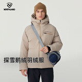 诺诗兰（NORTHLAND）秋冬户外男女羽绒服防寒保暖可升温三防高蓬鹅绒羽绒外套面包服 悬崖卡其色-91E 175
