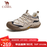 骆驼（CAMEL）踏山男士户外登山复古网面休闲低帮徒步鞋 G14S342046 杏色 43