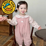 G.duck宝宝套装春秋款甜美碎花娃娃领衬衫刺绣背带裤两件套秋天婴儿衣服 粉色兔子衬衣十背带裤两件套 （春秋款） 建议20度以上 80 （7个月-1岁）