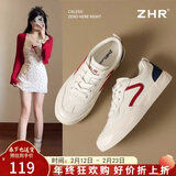ZHR女鞋经典撞色百搭小白鞋女韩版港风平底休闲鞋子女 AT07F 米蓝 37