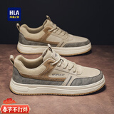 海澜之家（HLA）男鞋经典板鞋男2025秋冬新款加绒复古休闲鞋男士运动百搭鞋子男款 沙色（升级款）皮鞋码 42 此款为皮鞋码=运动鞋码43
