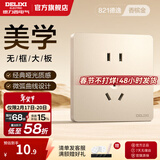 德力西（DELIXI） 开关插座面板CD821系列香槟金色暗装插座二三插墙壁电源无框大板 正五孔插座
