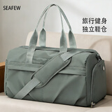 Seafew斜挎运动包健身包男士干湿分离游泳包大容量行李袋手提旅行包女士 军绿色大号-干湿分离/独立鞋仓