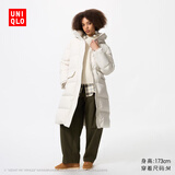 优衣库女装高级保暖羽绒长大衣/外套夹克481014 01 乳白色 3XL /170/108C