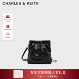 CHARLES&KEITH迷你菱格流浪包单肩斜挎双肩包包女包生日情人节礼物CK2-60782390 【S号】Black黑色 S