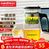 金灶（KAMJOVE） 飘逸杯茶道杯玻璃茶壶泡茶壶茶具玲珑杯泡茶器茶壶玻璃壶花茶壶 TP-200（1000ml）搭配两个小茶杯