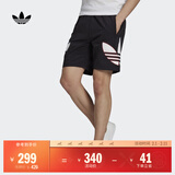 adidas居家拼接运动短裤男装阿迪达斯官方三叶草H09357 黑色/白 S(参考身高:173~178CM)