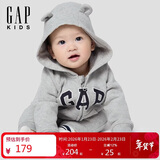 盖璞婴儿2025秋季新款字母logo抓绒连帽开裆连体衣儿童装805374