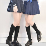 纽菲奥纳袜子女中筒袜女士小腿袜秋冬及膝长筒美腿袜日系简约风学生ins 2双纯黑 N1901A