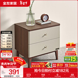 全友家居新中式家具主卧室实木高脚床双人大床高箱床软包床款 床头柜*1 1.8x2米