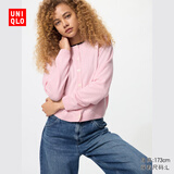 优衣库女装羊绒圆领针织短开衫479672 12 桃红色 XL