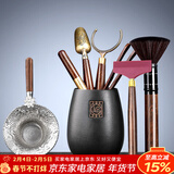 唐丰 茶道六君子茶具套装家用茶道配件陶瓷功夫茶勺茶夹茶针茶盘摆件 圆福茶道筒+品圣+茶刮+锦鲤茶漏