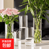 特大号落地加厚玻璃花瓶直筒水培花瓶水培富贵竹转运竹透明百合 口径10CM高30CM【高硼硅】