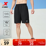 特步短裤男五分裤夏装新款宽松运动裤透气速干裤跑步健身男裤子 正黑色-0603 2XL