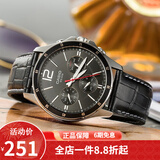 卡西欧（CASIO） 卡西欧(CASIO)手表商务男士运动防水三眼指针时尚石英腕表送男友 黑盘皮带MTP-1374L-1A