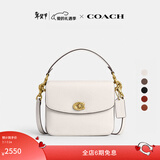 蔻驰（COACH）【礼物】经典标志CASSIE19号单肩斜挎包翻盖冬季女包 黄铜色硬件/粉白色(新版）