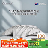 Downia枕套 100支全棉枕套 五星级酒店纯色贡缎枕头套 单只雪灰48*74CM