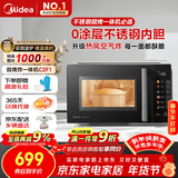 美的（Midea）空气炸微波炉烤箱一体机 800W变频  不锈钢腔体 智能解冻  低噪音23L（C2F1）