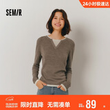 森马（Semir）森马毛衣女短款假两件含羊毛针织衫24冬新款保暖内搭109724107015
