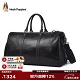 暇步士（Hush Puppies）旅行包男士复古真皮高档头层牛皮时尚随身通勤大容量登机包行李包 黑色HA-1311009W-574