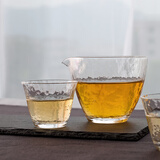 TOYO-SASAKI GLASS【品牌官旗】日本进口东洋佐佐木玻璃公道杯茶具分茶器锤目纹公杯 水晶公杯+和风品茗杯